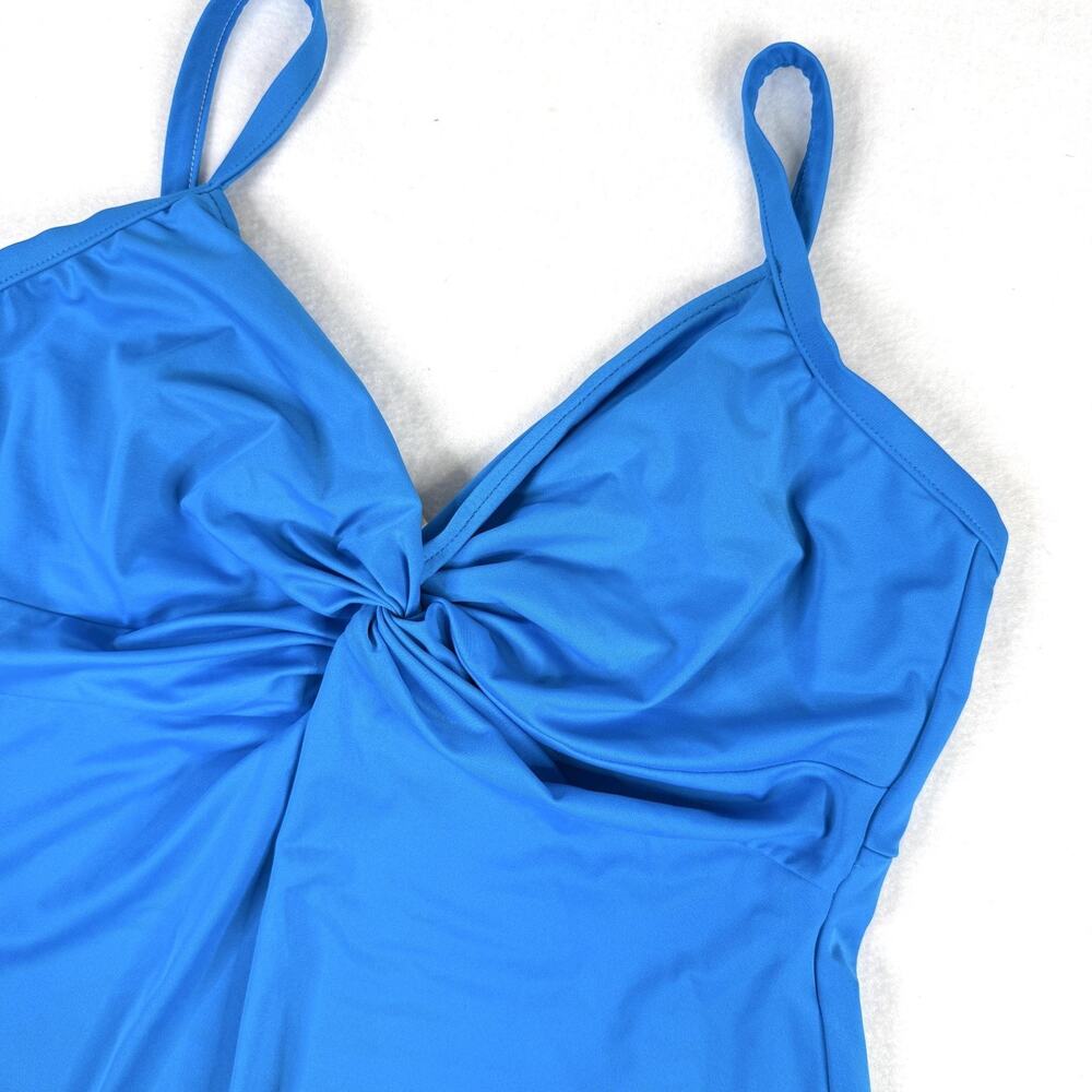 Miraclesuit 18D Blue Tankini Swim Top Womens Plus Solid Underwire Lined Stretch